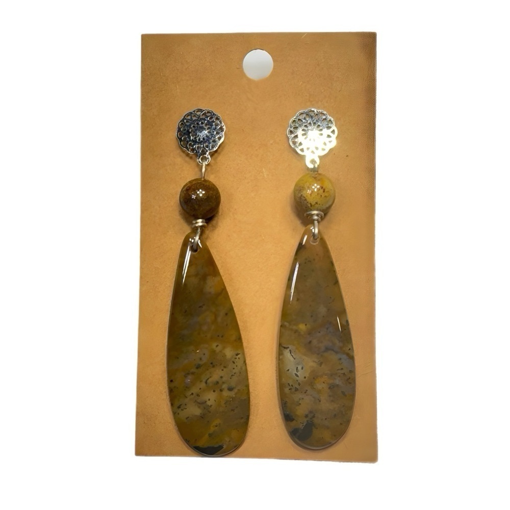 Natural Agate Teardrop Earrings